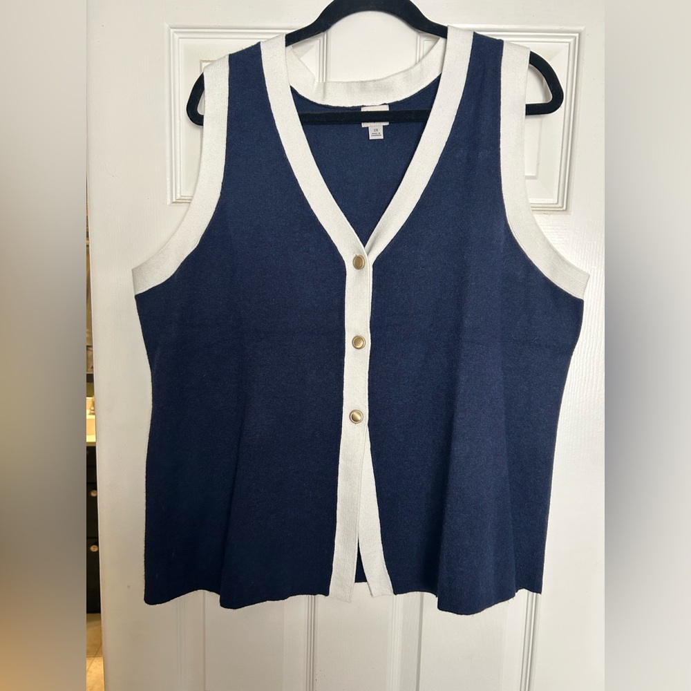 a new day Navy and White Button-Down Top